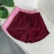 Kit 2 Peças Short Feminino Tecido Canelado, Confortável, Com elástico na cintura  cores Tendências