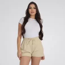 Short Feminino Moletinho Básico Liso com Bolsos