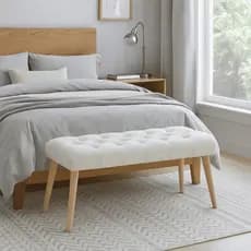 Banqueta Classic Recamier 40x70 Compacto Estofado Pés De Madeira Capitonê Elegante Suede
