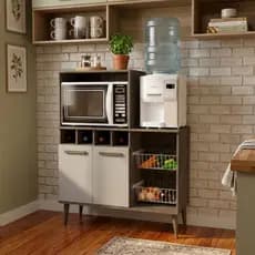 Organizador Multiuso com Nichos de Cozinha Retro Vintage com Cestos de Frutas Canela/OffWhite