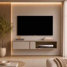 Rack  Bancada Suspenso para Quarto e Sala 1 Gaveta Nicho TV até 50 polegadas tamanho 116 cm
