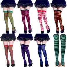 Meia Listrada Colorida Arco Iris Raibow 7/8 Até O Joelho Cosplay /fantasia / carnaval / cores variados