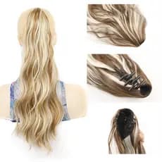 Aplique Cabelo Orgânico Rabo de Cavalo 50cm Liso Ondulado fio sem brilho com Piranha P96