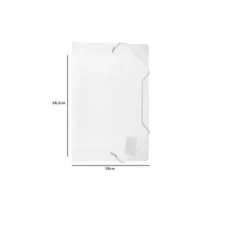 Pasta Plástica Mini Cristal com Aba e Elástico ACP 24x18cm Transparente Escolar Escritório