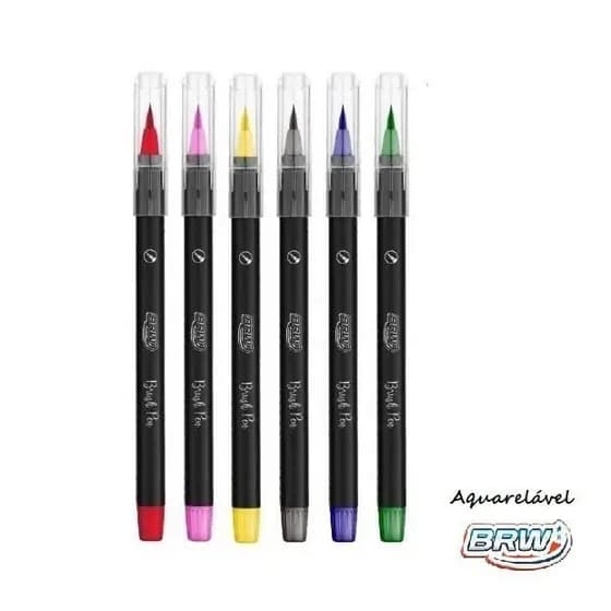 Marcador Brush Pen BRW Cores Pastel – Caneta Pincel Lettering Desenho Artístico