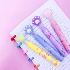 Marca Texto 3 Cores Cat Paw Patinha Kawaii – Marca Texto 3 em 1 Escolar Bullet Journal