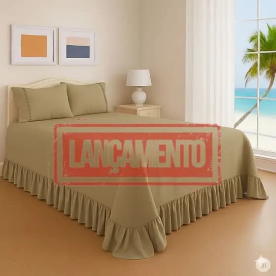 Lençol De Cima Com Babadinho e Fronhas com  Detalhes em Ponto Palito Tecido Toque Aveludado Todos os Tamanhos