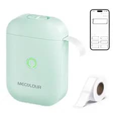 MECOLOUR Etiqueta Térmica Portátil Mini Impressora + 1 Rolo Compatível Android E Ios Home Escritório Escola Supermercado
