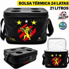 Bolsa Térmica Sport Recife 24 Latas Gelo Porta Copo Impermeável 21L Cooler Térmico Presente Futebol