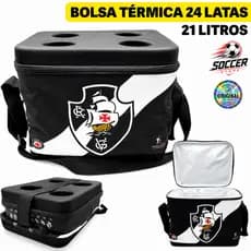 Bolsa Térmica Vasco Gama 24 Latas + Gelo Porta Copo Impermeável 21L Cooler Térmico Presente Futebol