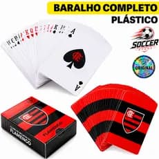 Baralho Flamengo Cartas Jogos Time Futebol Oficial Plástico Premium Coleção Presente Torcedor