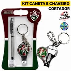 Kit Conjunto Fluminense Caneta Chaveiro Cortador Presente Torcedor Oficial Original Futebol Clube