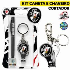 Kit Conjunto Vasco Gama Caneta Chaveiro Cortador Presente Torcedor Oficial Original Futebol Clube