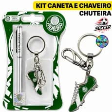 Kit Conjunto Palmeiras Caneta Chaveiro Chuteira Presente Torcedor Oficial Original Futebol Clube