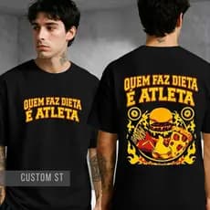 Camisa Academia Atleta Dieta Gym Humor Treino Maromba Musculação Camisa Unissex 100% Algodão Oversized