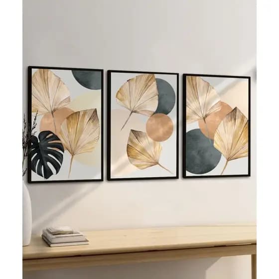 Quadro Decorativo Trio Kit Flores Par Sala Escritório Grande
