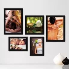 Quadros decorativos 5 peças mosaicos para sua casa Spa - Estética - Beleza - Massoterapia Sala Star = 135
