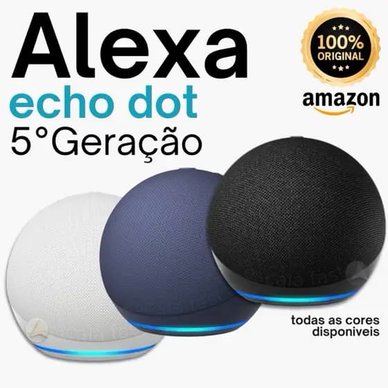 Alexa Echo Dot 5ª Geração com Assistente Virtual: som de qualidade