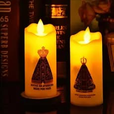 Vela Eletrônica Á Pilha Nossa Senhora Aparecida Com Led 12cm