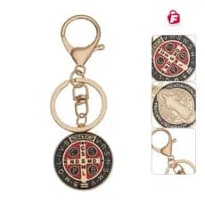 Chaveiro de São Bento com Mosquete Dourado
