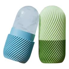 Kit 2 Rolos Faciais De Gelo Em Silicone Massageador Facial