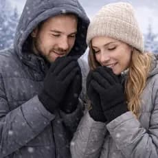 Kit 3 Pares de Luvas Pretas Unissex - Tecido Quente, Confortável, Ideal para Frio Caminhada Moto e Uso Diário
