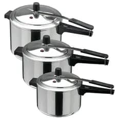 KIT 3 PANELAS DE PRESSÃO PRESAO POLIDA 4,5 LITROS 7 LITROS E 10 LITROS AJS + ENVIO RAPIDO E SEGURO