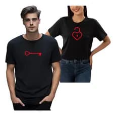 Camiseta Casal Chave Coração Cadeado Amor Kit Namorados