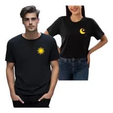 Camiseta Casal Yin Yang Sol Lua Amor Criativa Kit Namorados