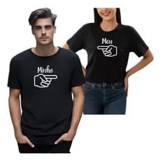 Camiseta Casal Minha Meu Dedo Apontado Criativa Kit Namorado