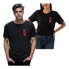 Camiseta Casal Naipe K Q Baralho Cartas Truco Kit Namorados