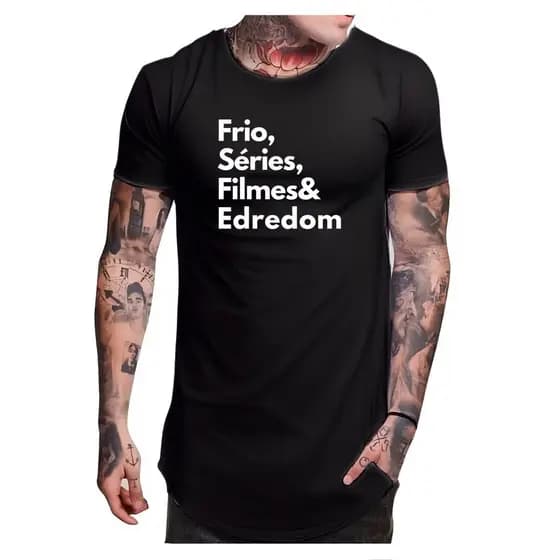 Camiseta Longline Frase Frio Séries Filmes Edredom