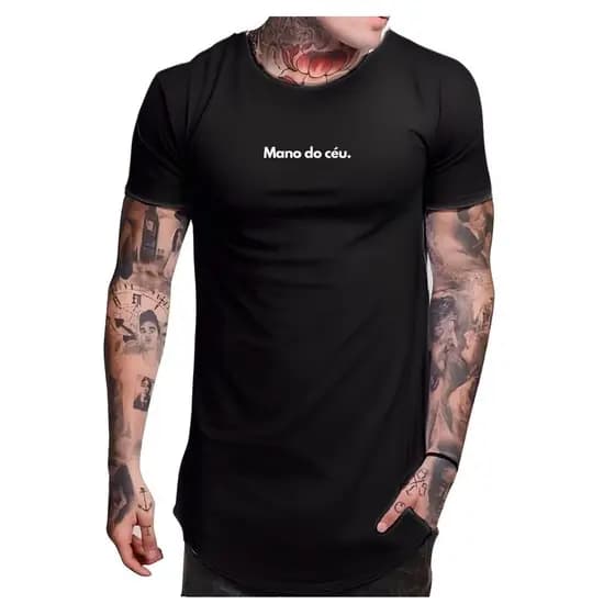 Camiseta Longline Frase Mano do céu Criativa