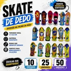 Kit Mini Skate de Dedo Fingerboard Brinquedo Infantil Mini Skate Plástico 10 25 50 Unidades Lembrancinhas Prendas Festa