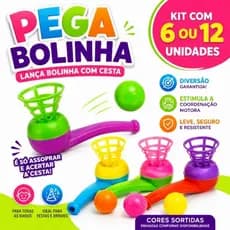 Brinquedos Pega Bolinha Infantil Lança Bolinha Com Cesta Lembrancinha Festa Cachimbo Assopra Bolinha Brinquedo Retro