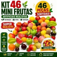 Kit Mini Frutas Artificiais 46 Itens Realistas Decoração Mesa Cenográfica Fake Frutas Enfeite Cozinha Fotografia