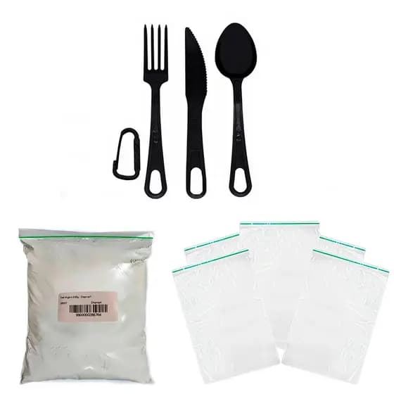 Kit Zip Lock + Cal Virgem + Talher Colher/Garfo/Faca Preto