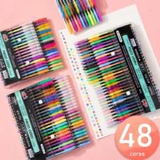 Kit 12/24/36/48 Canetas Gel Canetas Coloridas Tons Metálico Escolar Metallic Pen