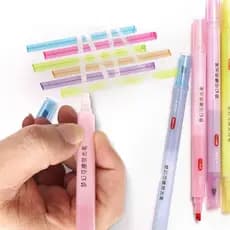 Marca Texto Apagável - Estojo com 6 cores, duas ponta, uma marca a outra apaga