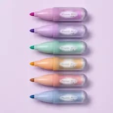 Kit Marca Texto Mini Mousse Misty Cores Pastel Ponta Chanfrada Caneta Marca-Texto Fofo Escolar Planner
