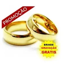 Par de Aliança OURO banho 18k + Nome e Data / Aliança Casamento Noivado / Anel de Compromisso