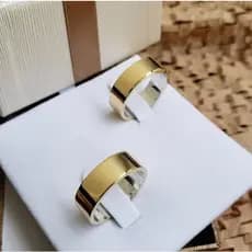 Par Aliança 6mm Reta Quadrada Moedas Antiga + Gravação Nomes