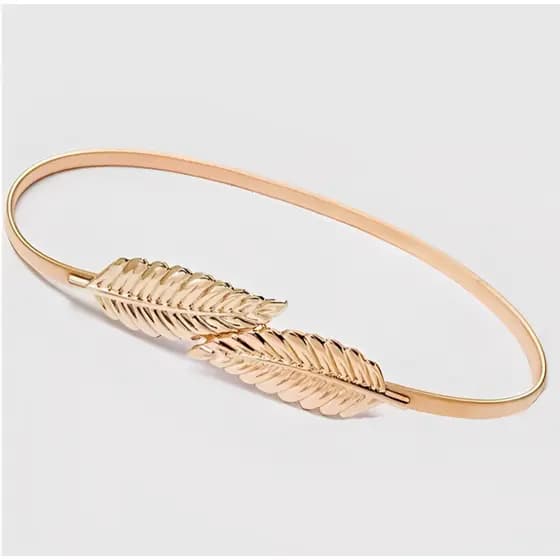 KIT 2 Cinto Metal Elástico Modelo Folha Dourado Prata Tamanho Único Moda Feminina