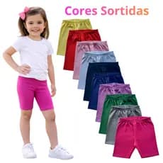 Bermuda Ciclista Infantil Menina Short Legging Cotton Macio Confortável Kit 3 5 10 Peças 1 a 10 Anos
