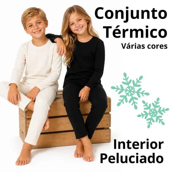 Conjunto Térmico Peluciado Infantil Segunda Pele Flanelado Juvenil Unissex Menina Menino