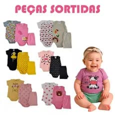 Kit de 3 a 12 Peças Roupa de Bebê Sortido Body de Bebê MENINA Manga Curta – Conjunto de Bebê VERÃO RN–GG