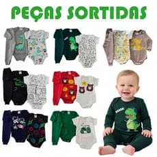 Kit 3 a 12 Peças Conjunto de Bebê INVERNO RN-GG Body de Bebê MENINO Roupa de Bebê Sortido Manga Longa
