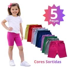 Kit 5 Bermudas Ciclista Infantil Menina Short Legging Cotton Macio Confortável Verão 1 a 10 Anos