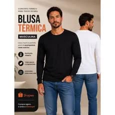 Blusa Masculina Segunda Pele Térmica Peluciada Forrada Flanelada Manga Longa Inverno Frio