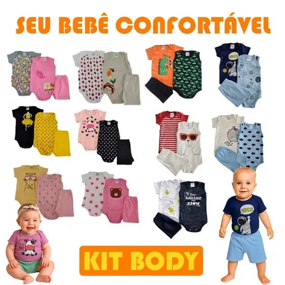 Kit 6 Peças Roupa de Bebê Sortido Body Bebê Menina Menino Manga Curta Conjunto de Bebê Verão RN–GG